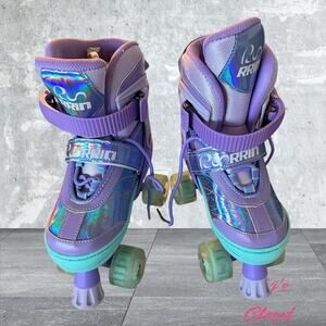 RRIN Roller Skates Adjustable Size for Kids Quad Light Up Wheels Girls With Box